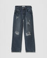 Jeans Straight Azul Destrucciones,AZUL MARINO